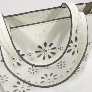 50% OFF  ♠♠ Kate Spade white Leather crossbody bag with flower accents